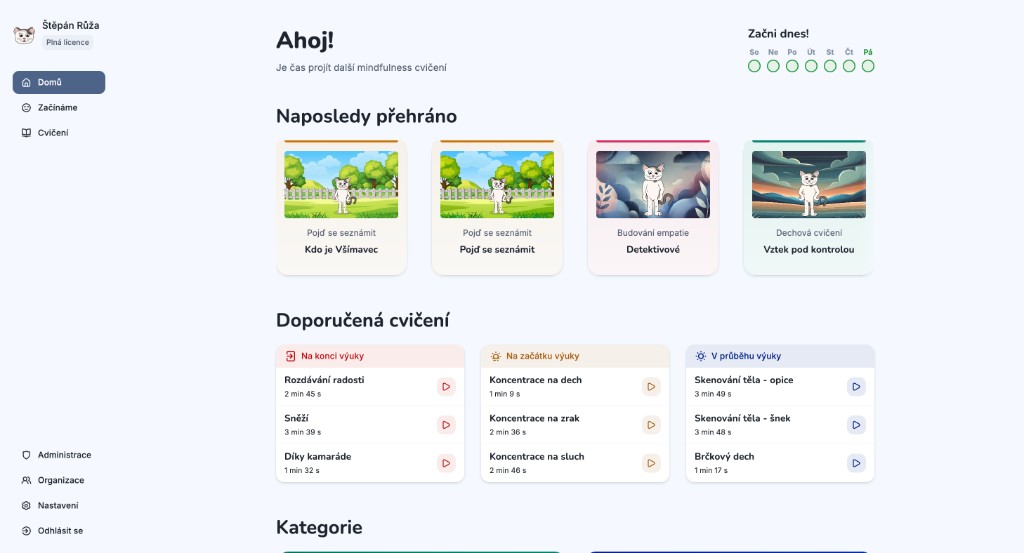 Všímavec – dashboard aplikace pro učitele